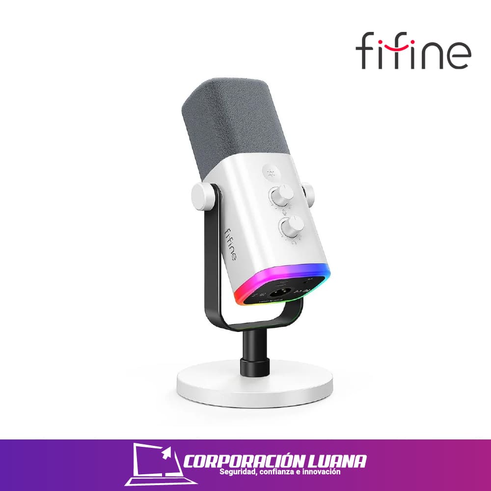 MICROFONO GAMING FIFINE ( AM8 ) DINAMICO | RGB | CONDENSADOR | WHITE