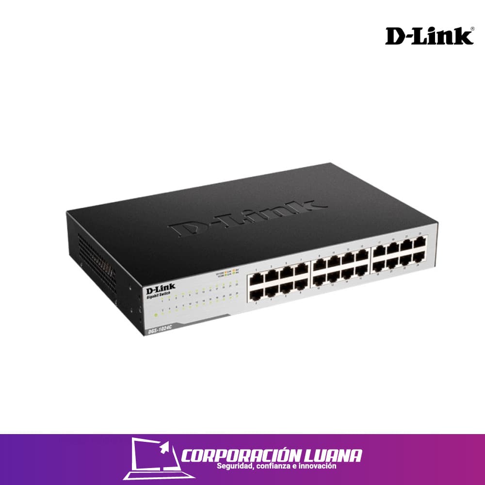 SWITCH D-LINK DGS-1024C, CAPA 2, 24 RJ-45 LAN GBE, AUTO MDI/MDI-X