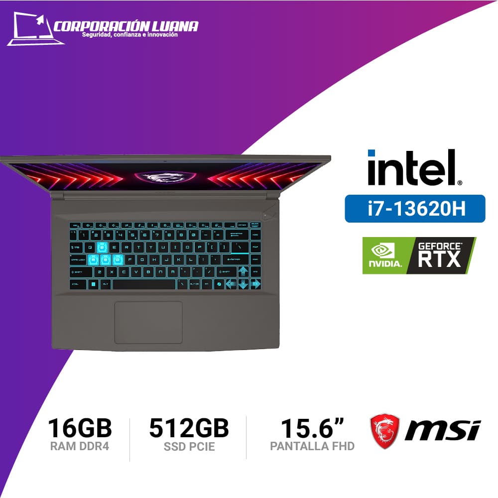 LAPTOP MSI GAMING THIN 15 INTEL CORE I7 13620H ( B13VE-3015PE ) RAM 16GB DDR4 | SSD 512GB | RTX 4050 6GB | 15.6" FHD | WINDOWS 11