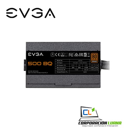 FUENTE DE PODER EVGA 500 BQ ( 110-BQ-0500-K1 ) 500W | 80 PLUS  BRONZE | SEMI-MODULAR