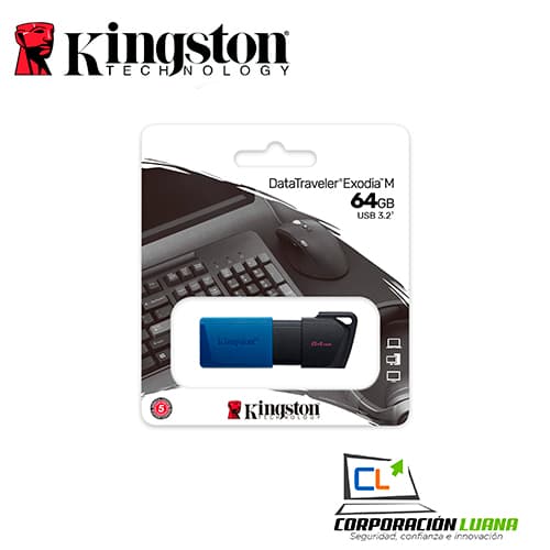 MEMORIA USB KINGSTON DATATRAVELER EXODIA M 64GB ( DTXM/64GB ) AZUL/NEGRO | USB 3.2