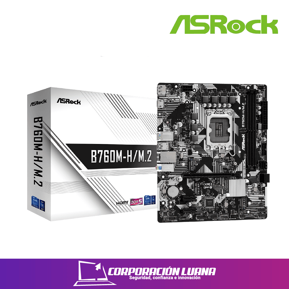 MOTHERBOARD ASROCK B760M-H/M.2 ( 90-MXBM40-A0UAYZ ) DDR5 | LGA1700