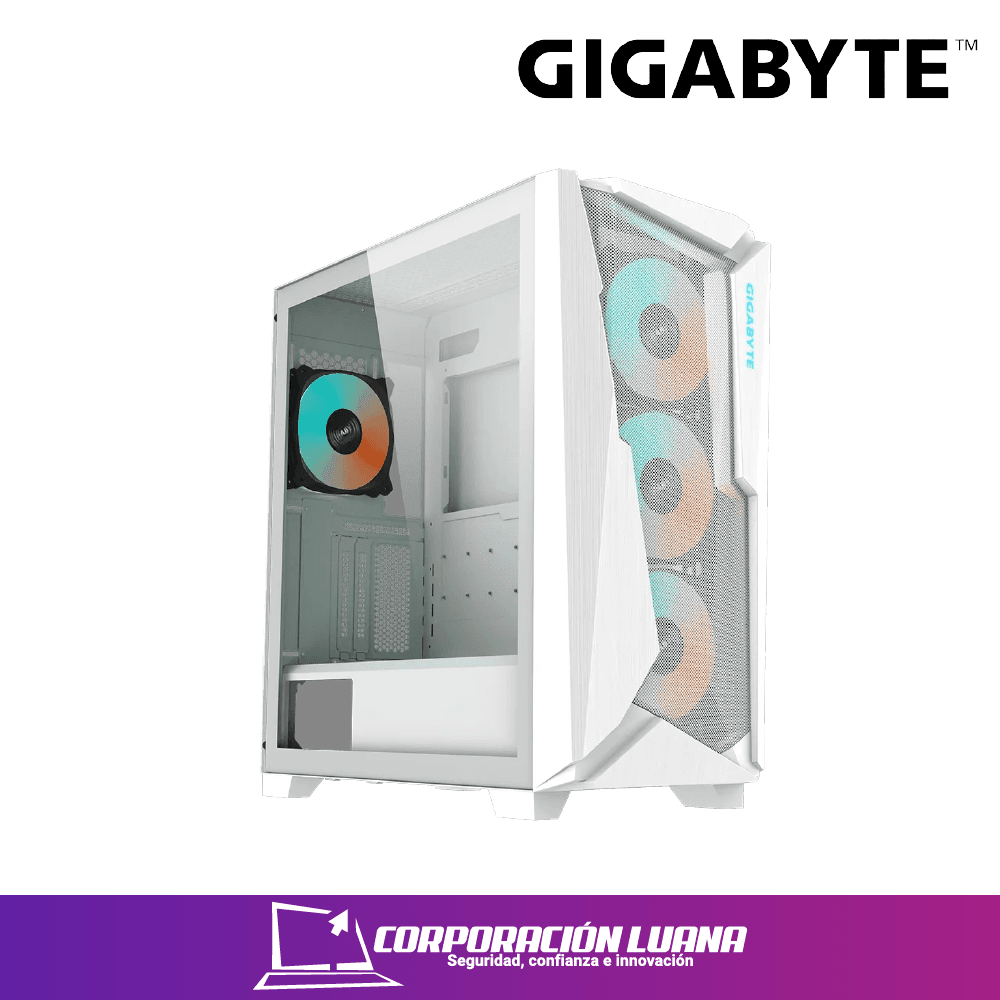 CASE GIGABYTE C301 GLASS ( GB-C301GW TYPE-C ) S/FUENTE | BLANCO | X4 FAN | ARGB | TYPE-C