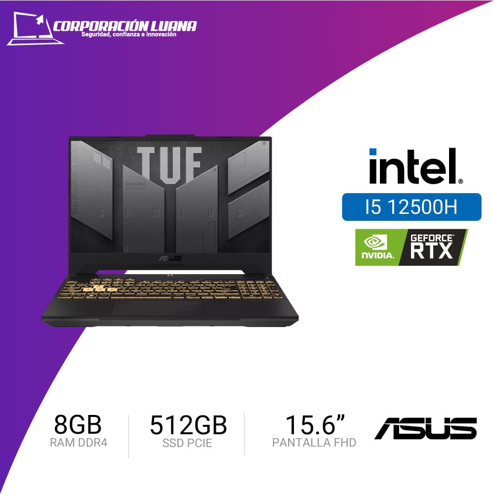 LAPTOP ASUS TUF GAMING INTEL I5 12500H F15 ( FX507Z ) RAM 8GB DDR4 | SSD 512GB | 15.6" FHD | RTX 3050 4GB | FREE OS
