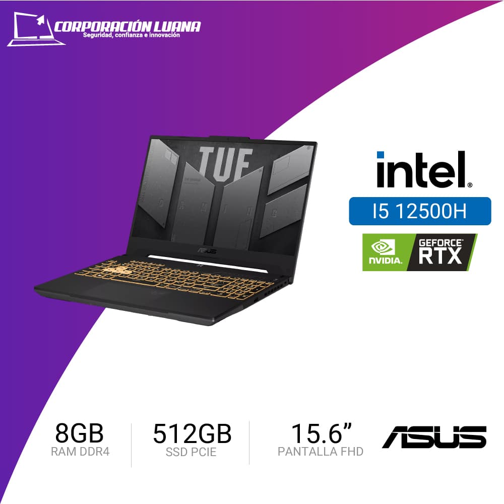 LAPTOP ASUS TUF GAMING INTEL I5 12500H F15 ( FX507Z ) RAM 8GB DDR4 | SSD 512GB | 15.6" FHD | RTX 3050 4GB | FREE OS