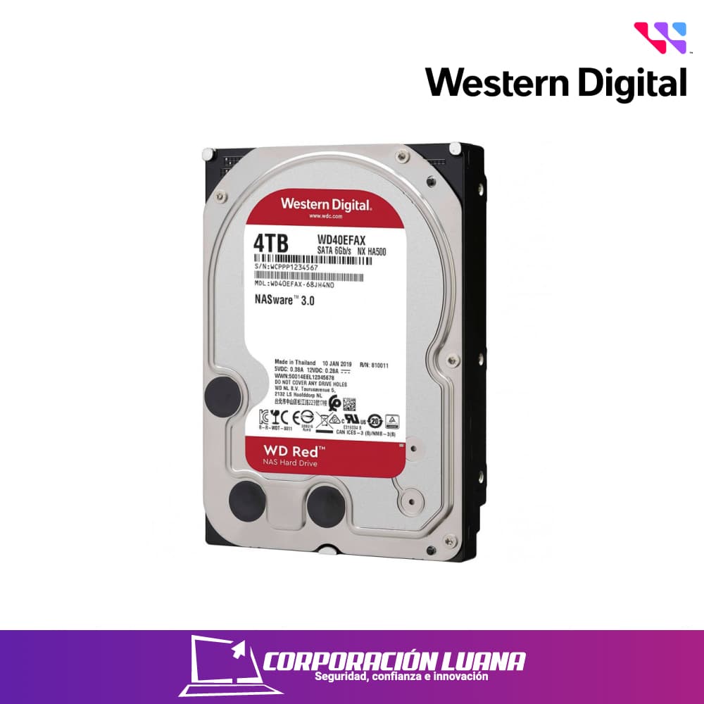 DISCO DURO WESTERN DIGITAL 4TB RED PLUS 3.5 ( WD40EFPX ) SATA | 5400 RPM | CACHE 256MB | PARA NAS