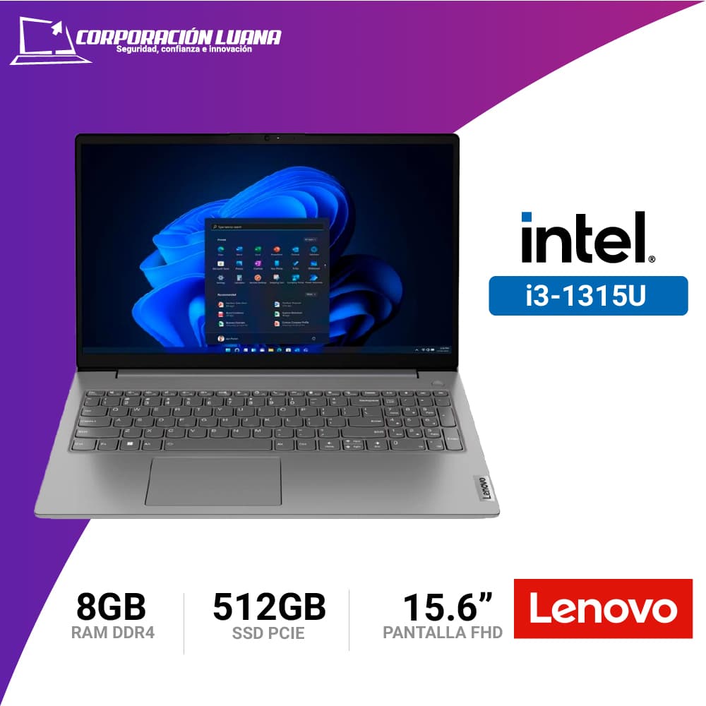LAPTOP LENOVO V15 INTEL CORE I3 1315U ( NT070LEN04 ) RAM 8GB | SSD 512GB | 15.6" FHD | INTEGRADA | FREE OS