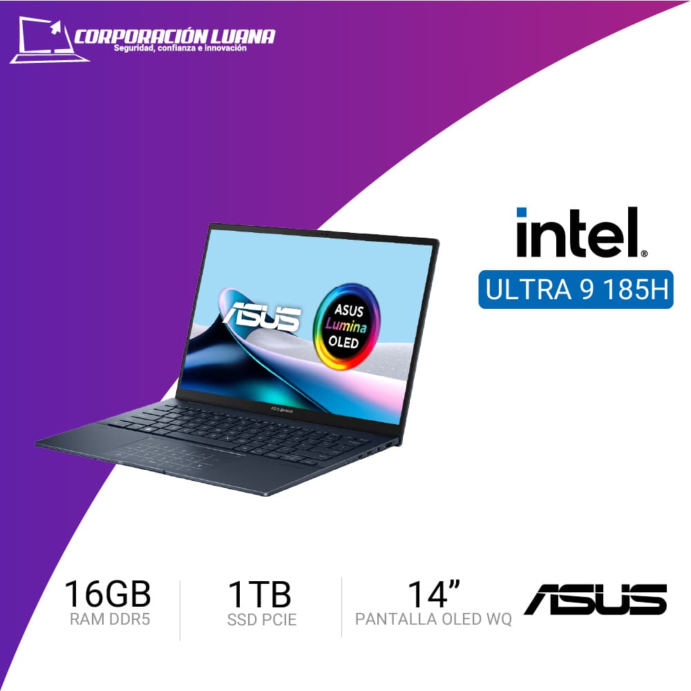 LAPTOP ASUS ZENBOOK INTEL CORE ULTRA 9 185H ( UX3405MA-PZ723W ) RAM 16GB DDR5 | SSD 1TB | 14" OLED WQ | WINDOWS 11 HOME