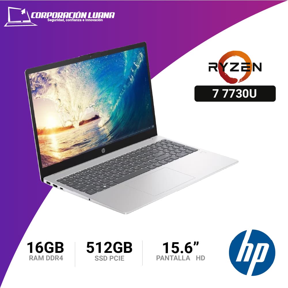LAPTOP HP AMD RYZEN 7 7730U 15-FC0077LA ( AY6S8LA#ABM ) 16GB RAM DDR4 | 512GB SSD | VIDEO INTEGRADO | WIN11 |15.6" HD | ROSE GOLD
