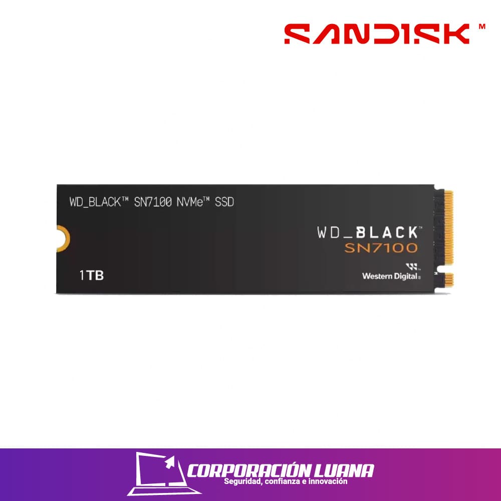 SSD WESTERN DIGITAL SN7100 1TB NVME BLACK ( WDS100T4X0E ) M.2 PCIE  | HASTA 7250MB/S DE LECTURA