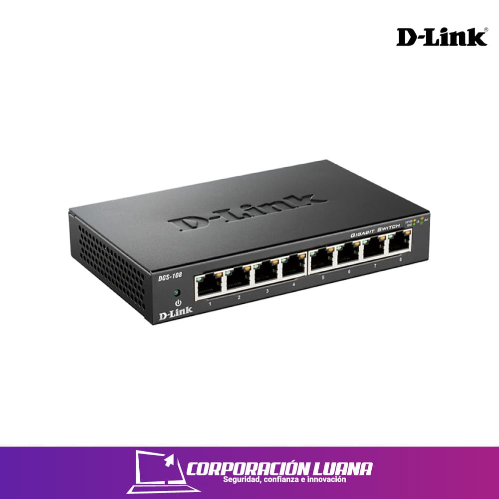 SWITCH D-LINK 8 PUERTOS ( DGS-108 ) GIGABIT 10/100/1000 MBPS