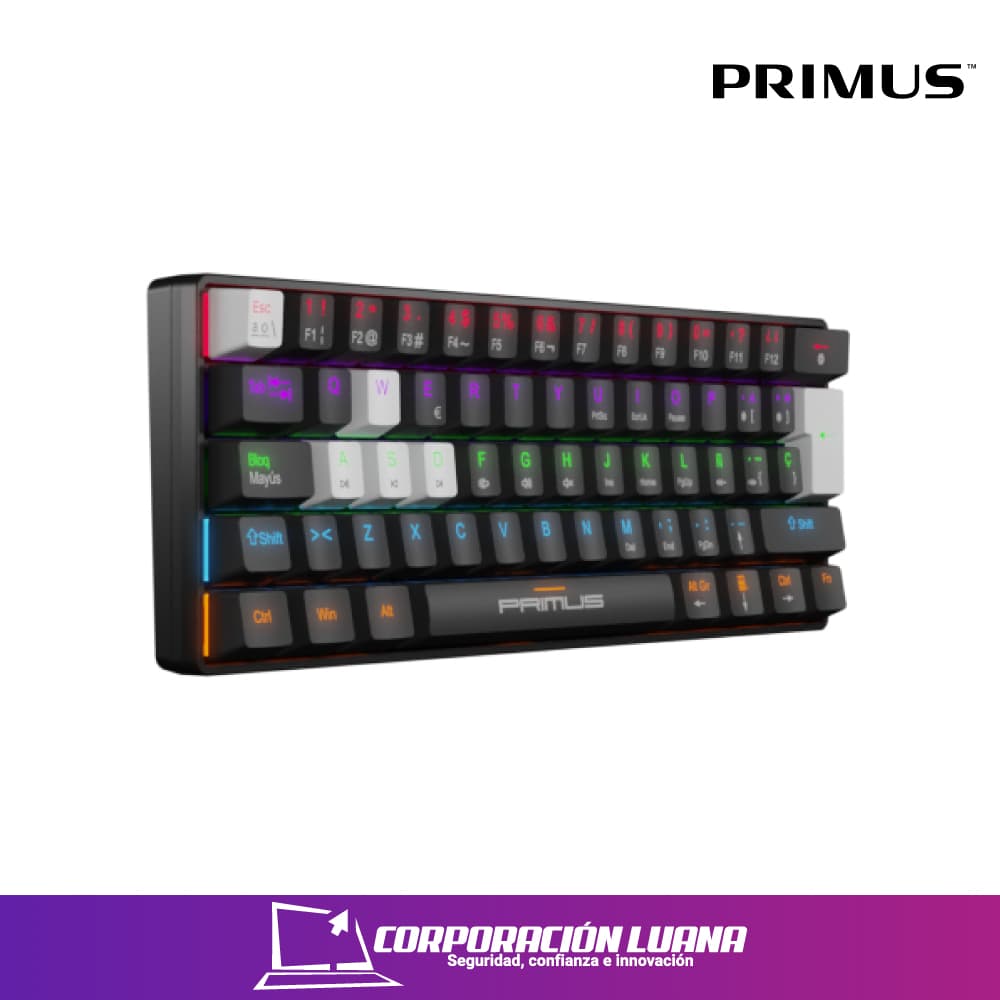 TECLADO GAMER PRIMUS BALLISTA 61T ( PKS-0G0G-S ) NEGRO | COMPACTO 60 | SWITCH RED | LED RGB