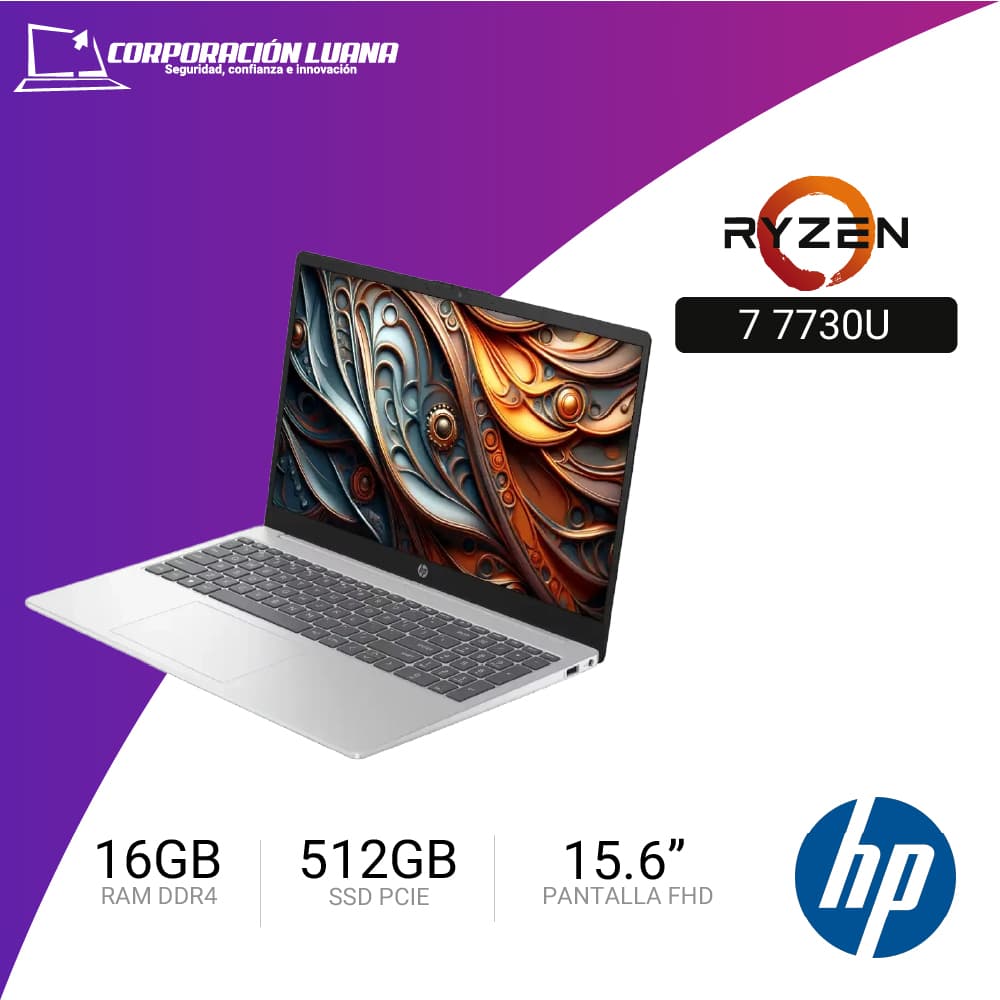 LAPTOP HP AMD RYZEN 7 7730U 15-FC0012LA ( 802N1LA#ABM ) RAM 16GB DDR4 | SSD 512GB | 15.6" FHD | INTEGRADA | FREE OS