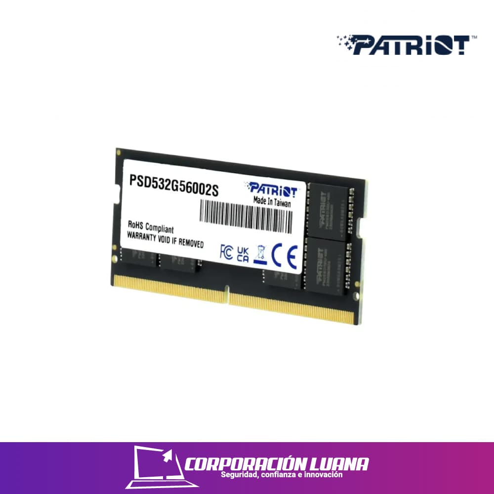 MEMORIA RAM SODIMM PATRIOT SIGNATURE LINE 32GB 5600 MTS ( PSD532G56002S ) DDR5 | CL46