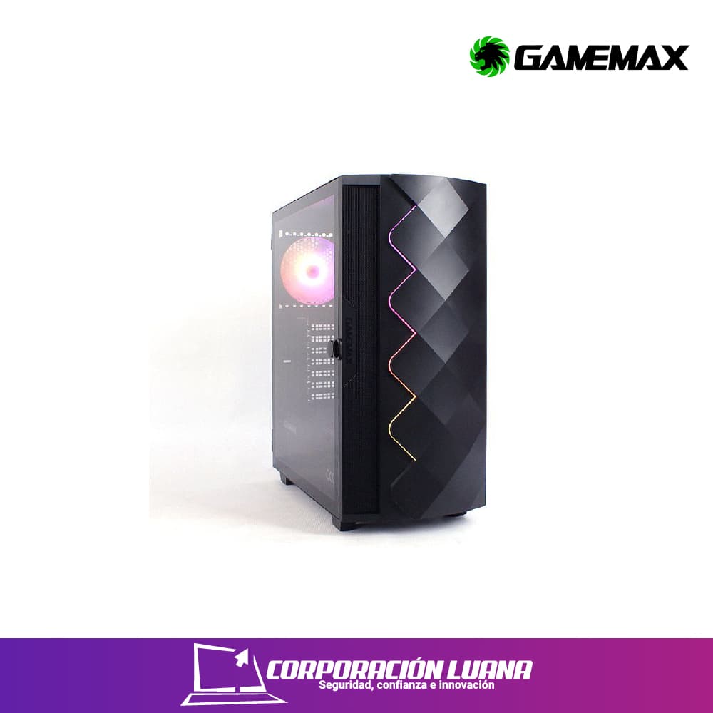 CASE GAMEMAX DIAMOND ( COC BK ) S/FUENTE | PANEL TEMPLADO | 1 FAN ARGB | NEGRO | LED ARGB