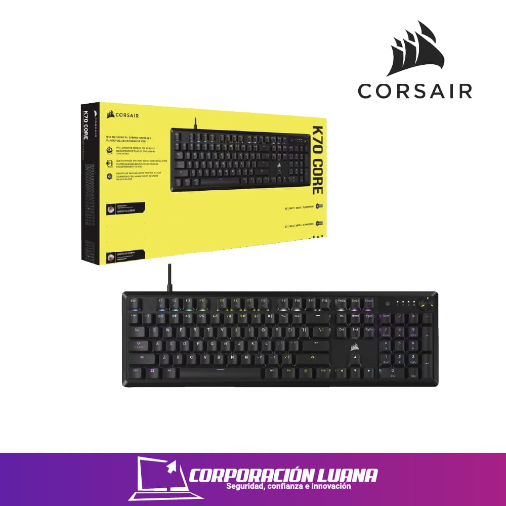 TECLADO MECANICO CORSAIR K70 CORE RGB ( CH-910971E-SP ) SWITCH MLX ROJO | NEGRO | ICUE RGB