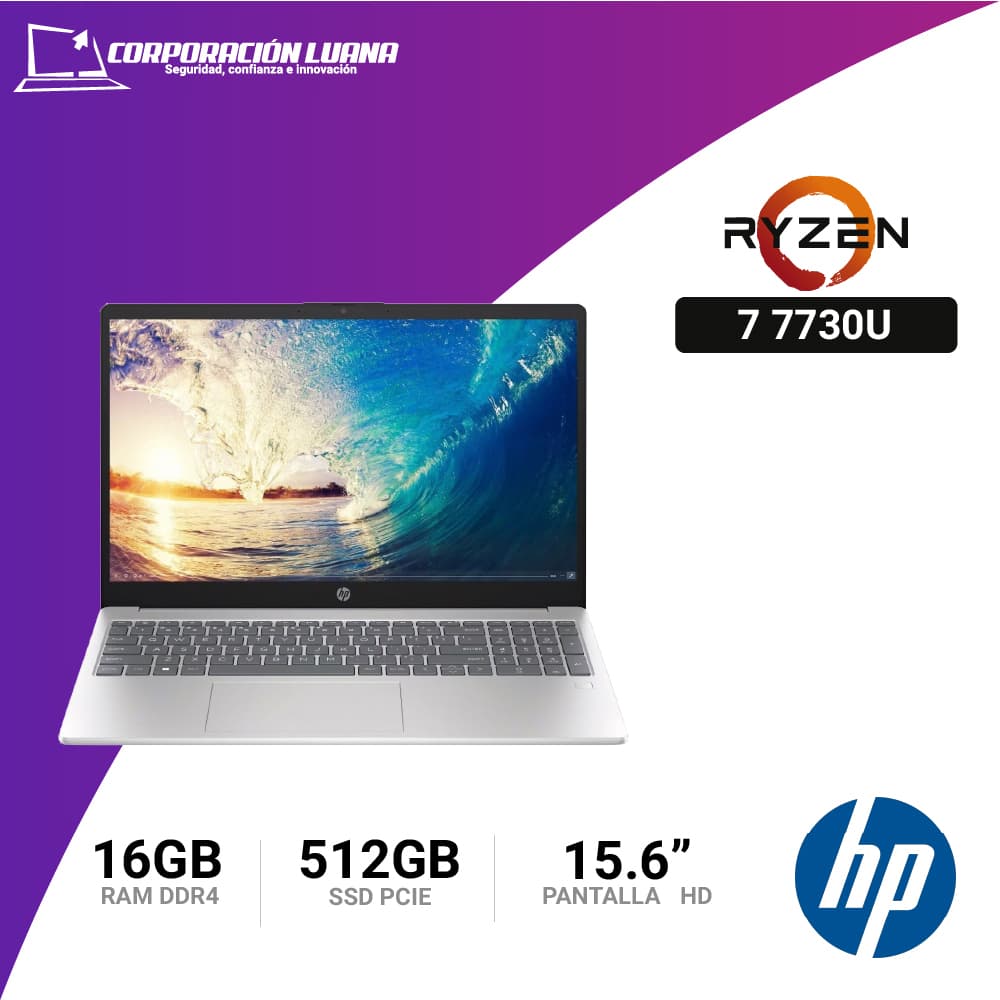 LAPTOP HP 15-FC0275LA AMD RYZEN 7 7730U ( B9TR3LA#ABM ) RAM 16GB DDR4 | SSD 512GB | 15.6" FHD | FREE OS
