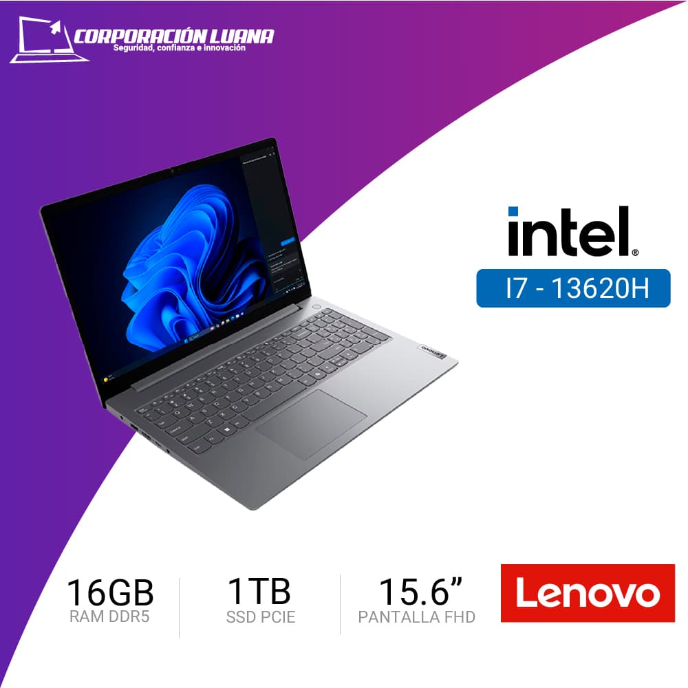 LAPTOP LENOVO V15 G5 IRL INTEL CORE I7 13620H ( 83GW005FLD ) RAM 16GB DDR5 | SSD 1TB | 15.6" FHD | INTEGRADA | FREE OS | LUNA GREY