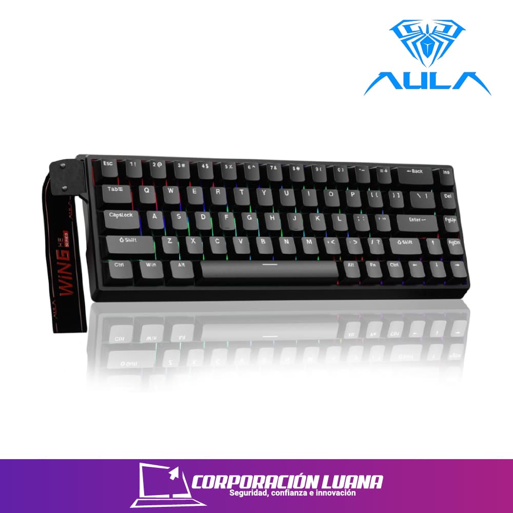 TECLADO MAGNETICO AULA WIN68HE ( AU-W68HE2EN7 ) 65% | SWITCH MAGNETICO | GRAYWOOD BLACK | CABLEADO