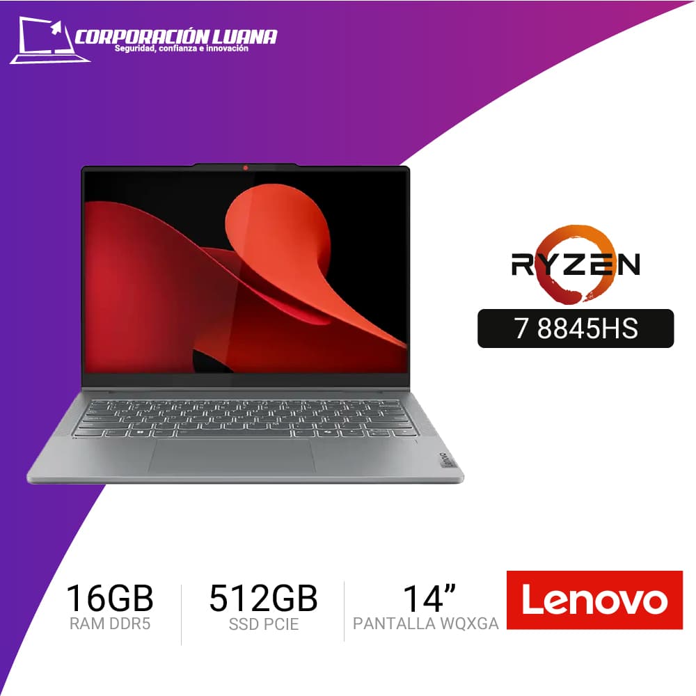 LAPTOP LENOVO IDEAPAD 5 14AHP99 AMD RYZEN 7 8845HS ( 83DR007QLM ) RAM 16GB DDR5 | SSD 512GB | 14" WUXGA IPS | INTEGRADA | FREE OS