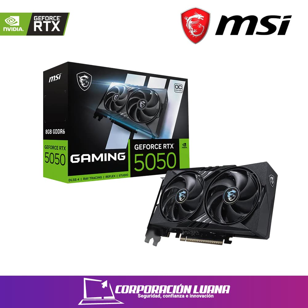 TARJETA DE VIDEO MSI RTX 5050 GAMING OC ( 824142348710 ) 8GB GDDR6 | DLSS4 | X2 FANES | 128 BIT | X3 DP - HDMI