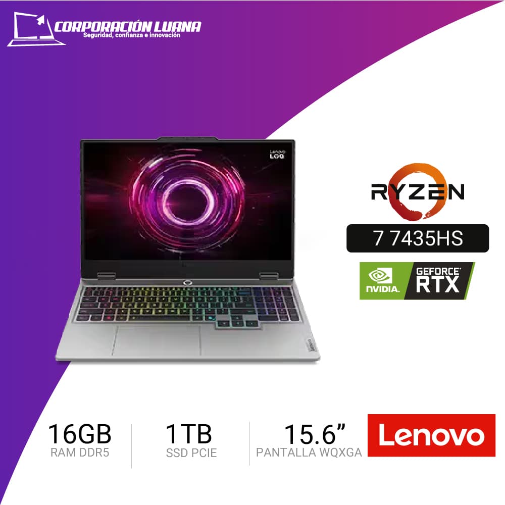 LAPTOP LENOVO LOQ 15ARP10 AMD RYZEN 7 250 ( 83JG00BDLM ) RAM 16GB DDR5 | SSD 1TB | PANTALLA 15.6 FHD | RTX 5060 8GB | FREEDOS