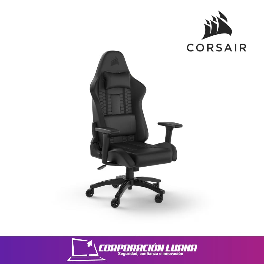 SILLA GAMER CORSAIR TC100 LEATHERETTE ( CF-9010050-WW ) NEGRO NEGRO | POLIPIEL | RECLINABLE