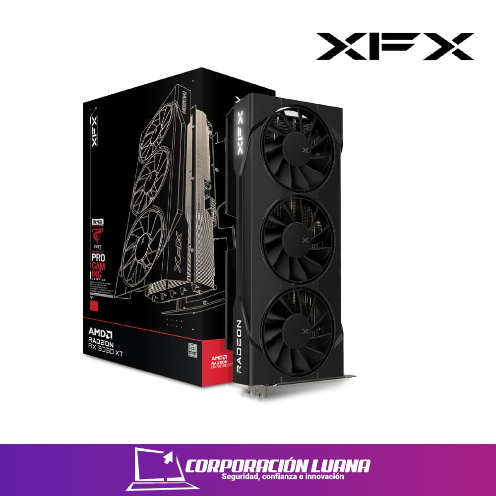 TARJETA DE VIDEO XFX RX 9060 XT OC BLANCA ( RX-96TS31 ) 16GB - GDDR6 | X3 FANES | 128 BIT | X2 DP - X1 HDMI