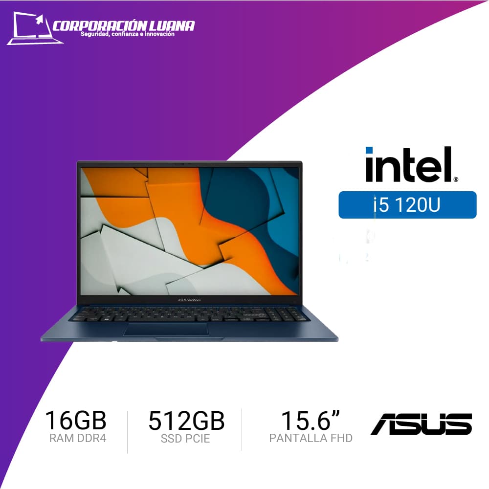 LAPTOP ASUS VIVOBOOK 15 INTEL CORE 5 120U X1504VA ( 90NB13Y1-M02EA0 ) RAM 16GB DDR4 | SSD 512GB | 15.6" FHD | INTEGRADA | QUIT BLUE | FREE OS