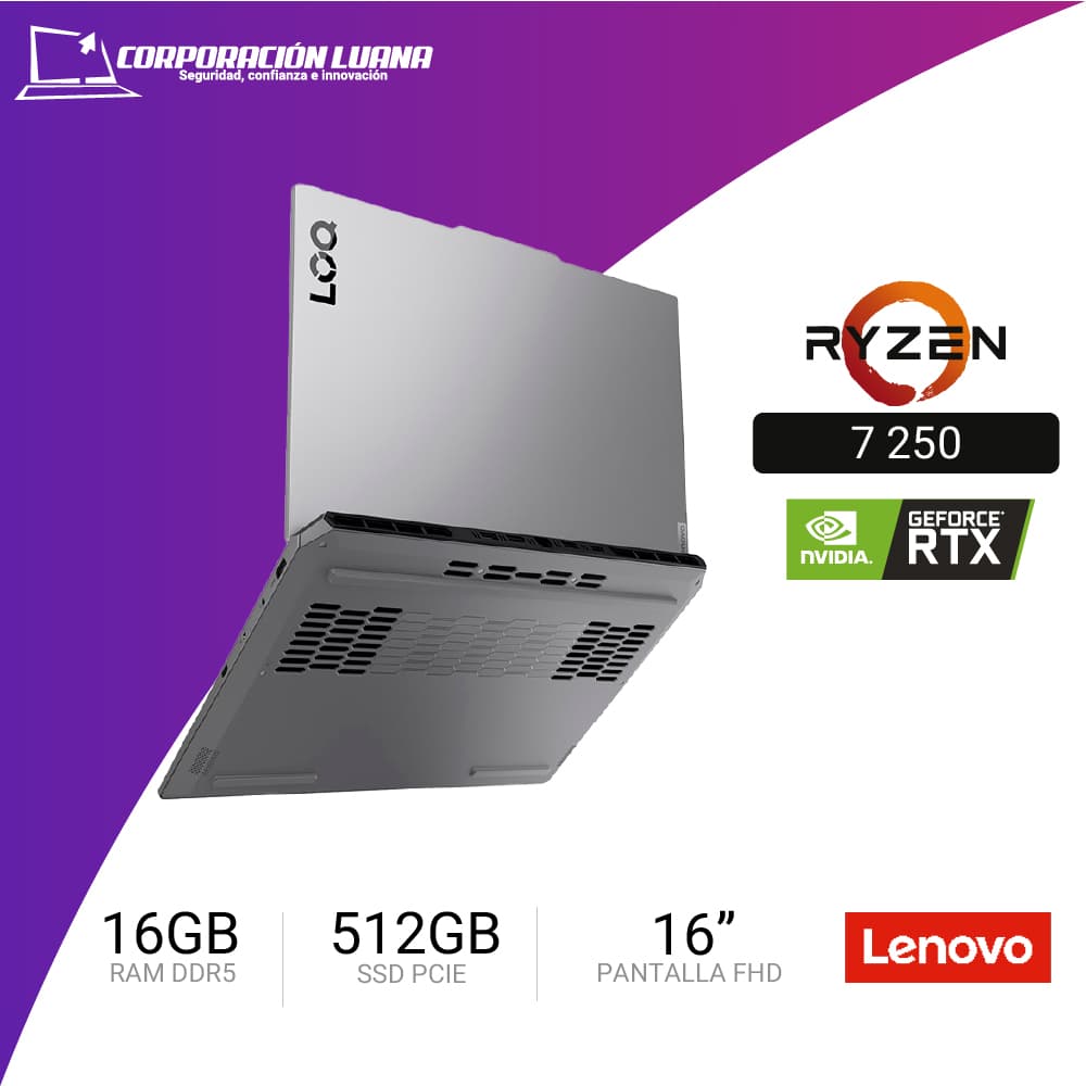 LAPTOP LENOVO LOQ 15AHP10 IA AMD RYZEN 7 250 ( 83JG007VLM  ) RAM 16GB DDR5 | SSD 512GB | 15.6" FHD | RTX 5050 8GB | FREE OS