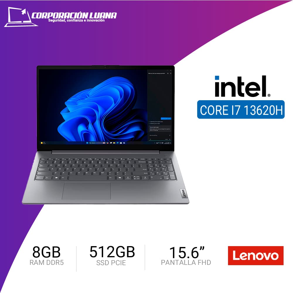 LAPTOP LENOVO V15 G5 IRL INTEL CORE I7 13620H ( 83GW005GLD ) RAM 8GB DDR5 | SSD 512GB | 15.6" FHD | INTEGRADA | FREE OS