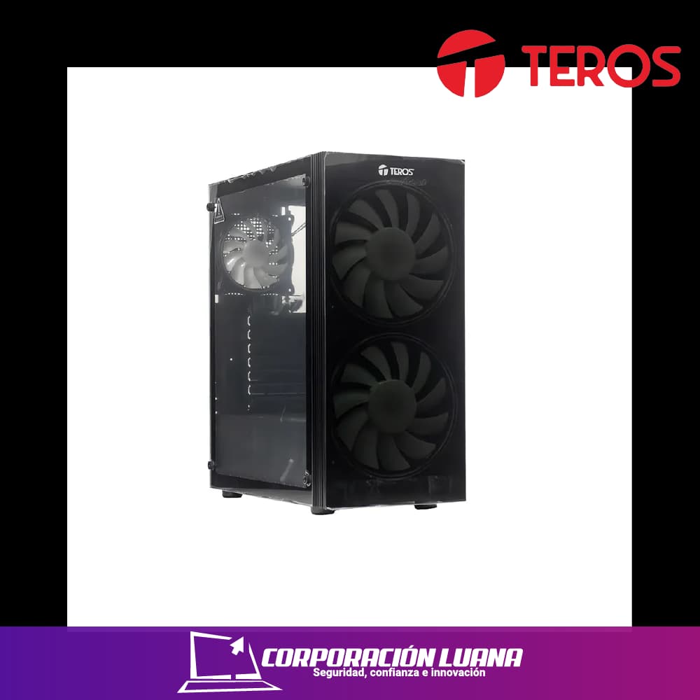 CASE GAMER TEROS ( TE-1333G ) S/FUENTE | MID TOWER | X3 FANES | NEGRO
