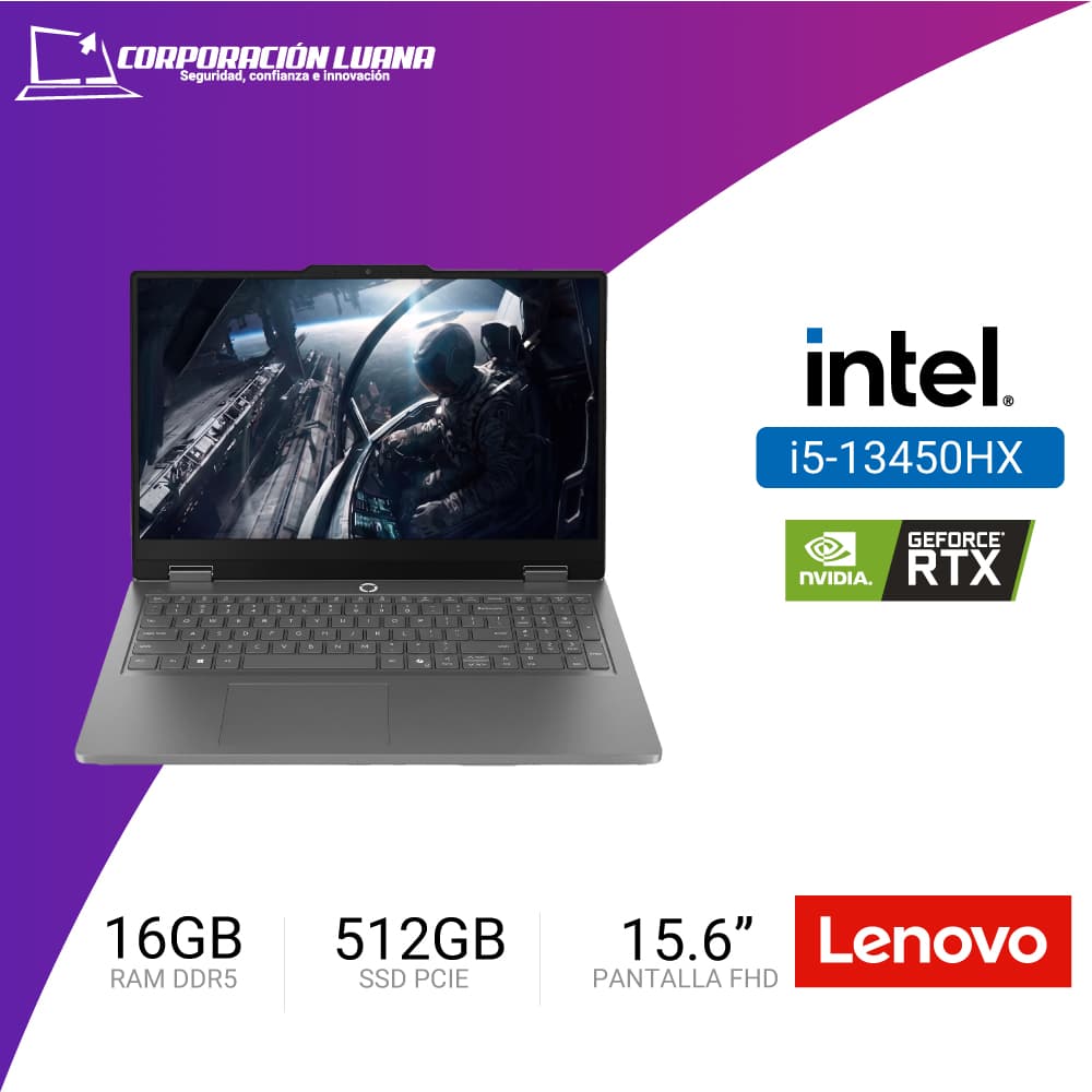 LAPTOP LENOVO LOQ E 15IRX11 INTEL I5 13450HX ( 83SC0055LM ) RAM 16GB DDR5 | SSD 512GB | 15.6" FHD | RTX 5050 8GB | FREE DOS | GRIS