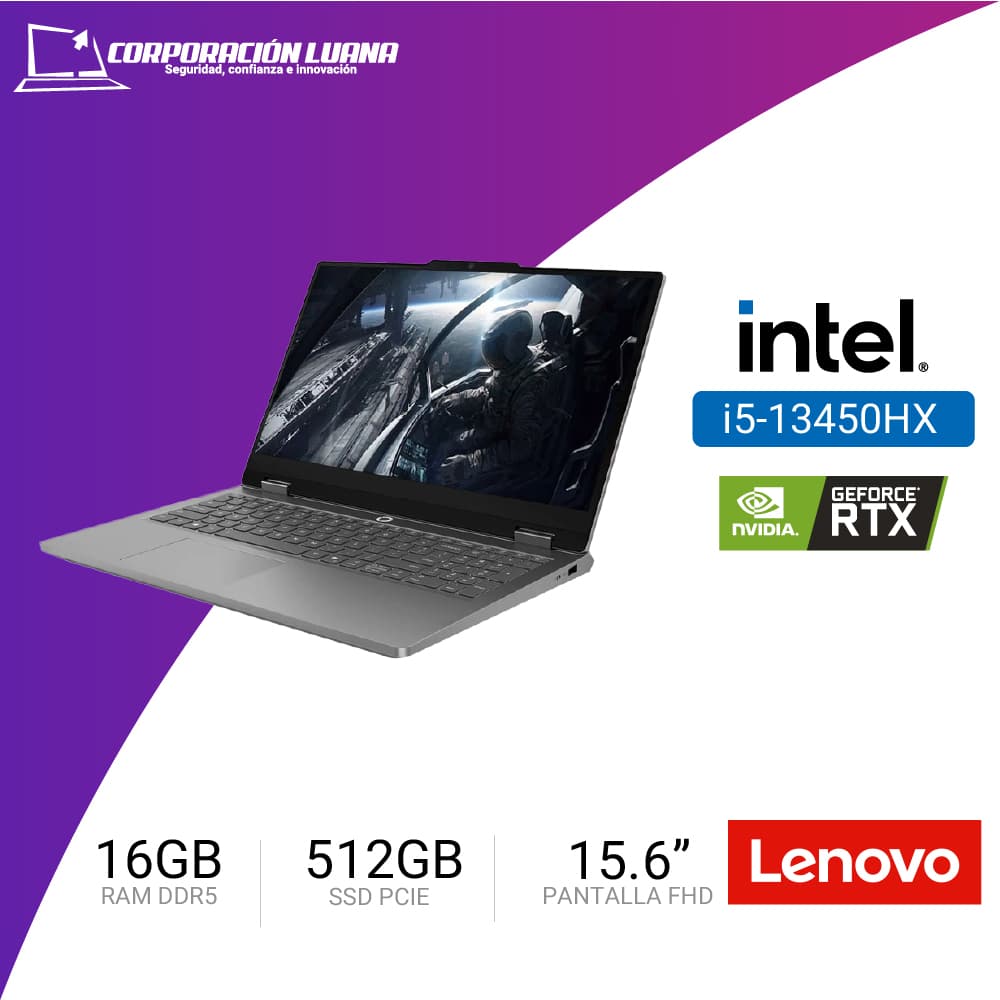 LAPTOP LENOVO LOQ E 15IRX11 INTEL I5 13450HX ( 83SC0055LM ) RAM 16GB DDR5 | SSD 512GB | 15.6" FHD | RTX 5050 8GB | FREE DOS | GRIS