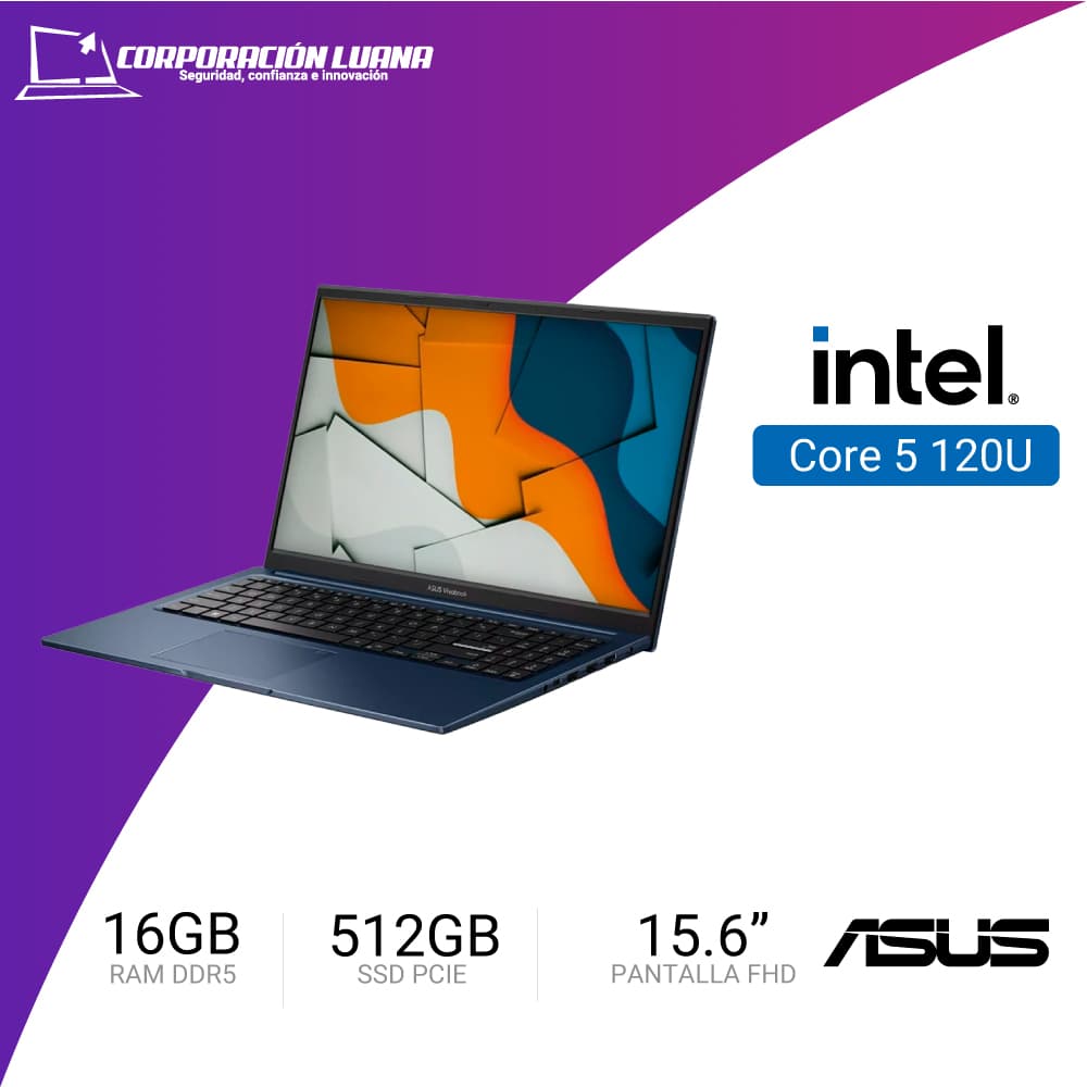 LAPTOP ASUS VIVOBOOK 15 INTEL CORE 120U ( X1504VA-BQ4055 ) RAM 16GB DDR5 | SSD 512GB | 15.6" FHD | INTEGRADA | FREE OS