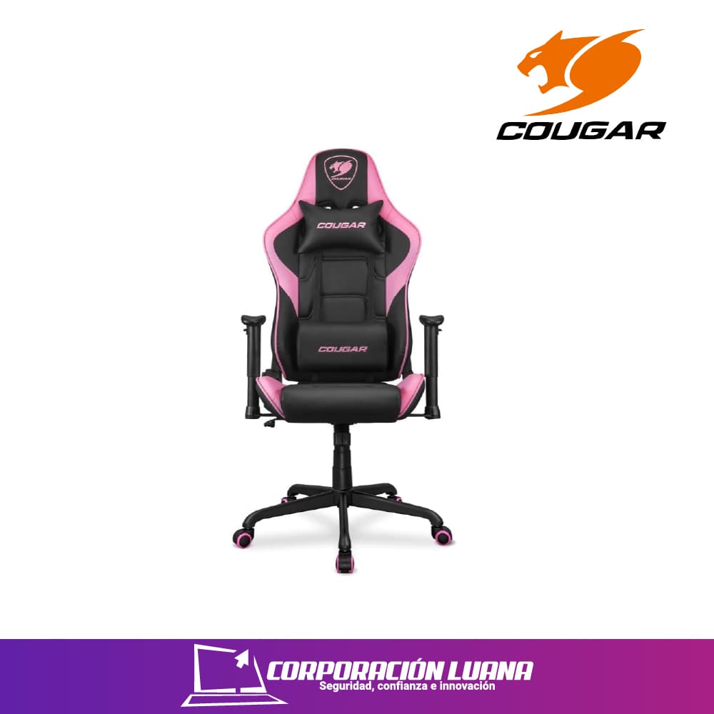 SILLA GAMER COUGAR ARMOR ELITE EVA NEGRO Y ROSADO DE CUERO