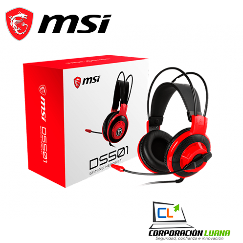 AURICULARES GAMING MSI DS501, 40MM, 3.5MM, MICROFONO, CONTROL EN LINEA.