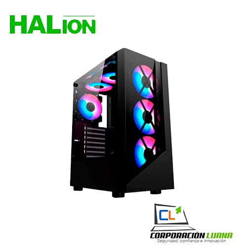 CASE GAMER HALION DRAGON ( CR15 ) C/FUENTE 450W | TEMPLADO | RGB X4 VENTILADORES