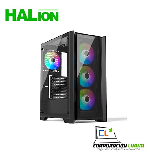 CASE HALION TITAN ( 104 ) C/FUENTE  600 WTS REAL | NEGRO | RGB