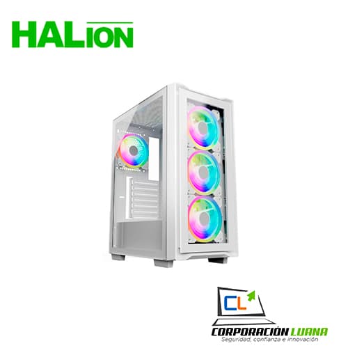 CASE HALION ( TITAN 103 ) C/FUENTE 600W | BLANCO | X4 FAN | LED RGB