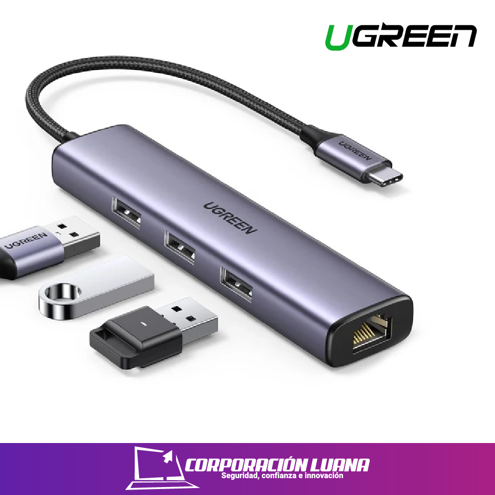 USB-C TO GIGABIT 1000MBPS/3XUSB3.0 UGREEN ( 60600 ) MULTI HUB