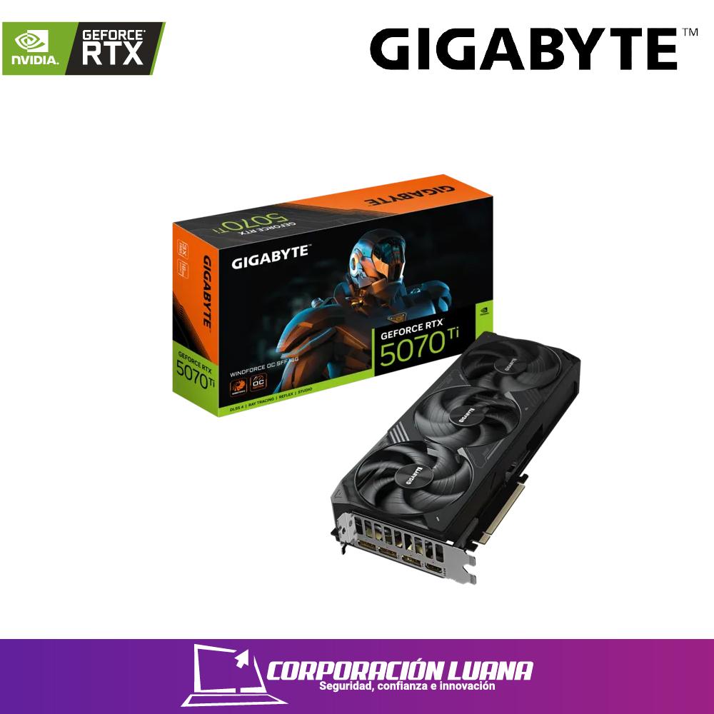 TARJETA DE VIDEO GIGABYTE RTX 5070 TI WINDFORCE OC ( GV-N507TWF3OC-16GD ) 16GB - GDDR7 | X3 FANES | DLSS4 | X3 DP - HDMI