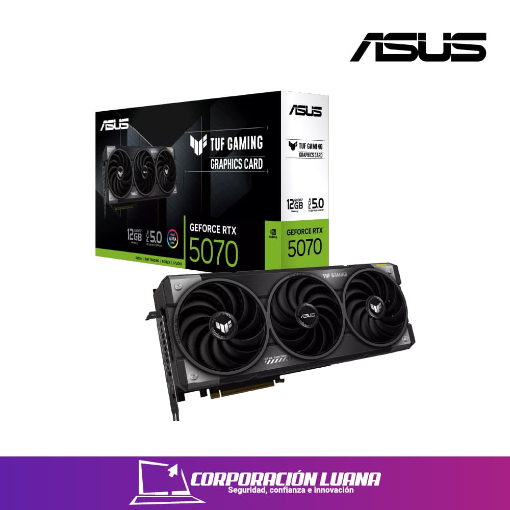 TARJETA DE VIDEO ASUS RTX 5070 DUAL ( TUF-RTX5070-O12G-GAMING ) 12GB - GDDR7 | X2 FANES | DLSS4 | X3 DP - HDMI