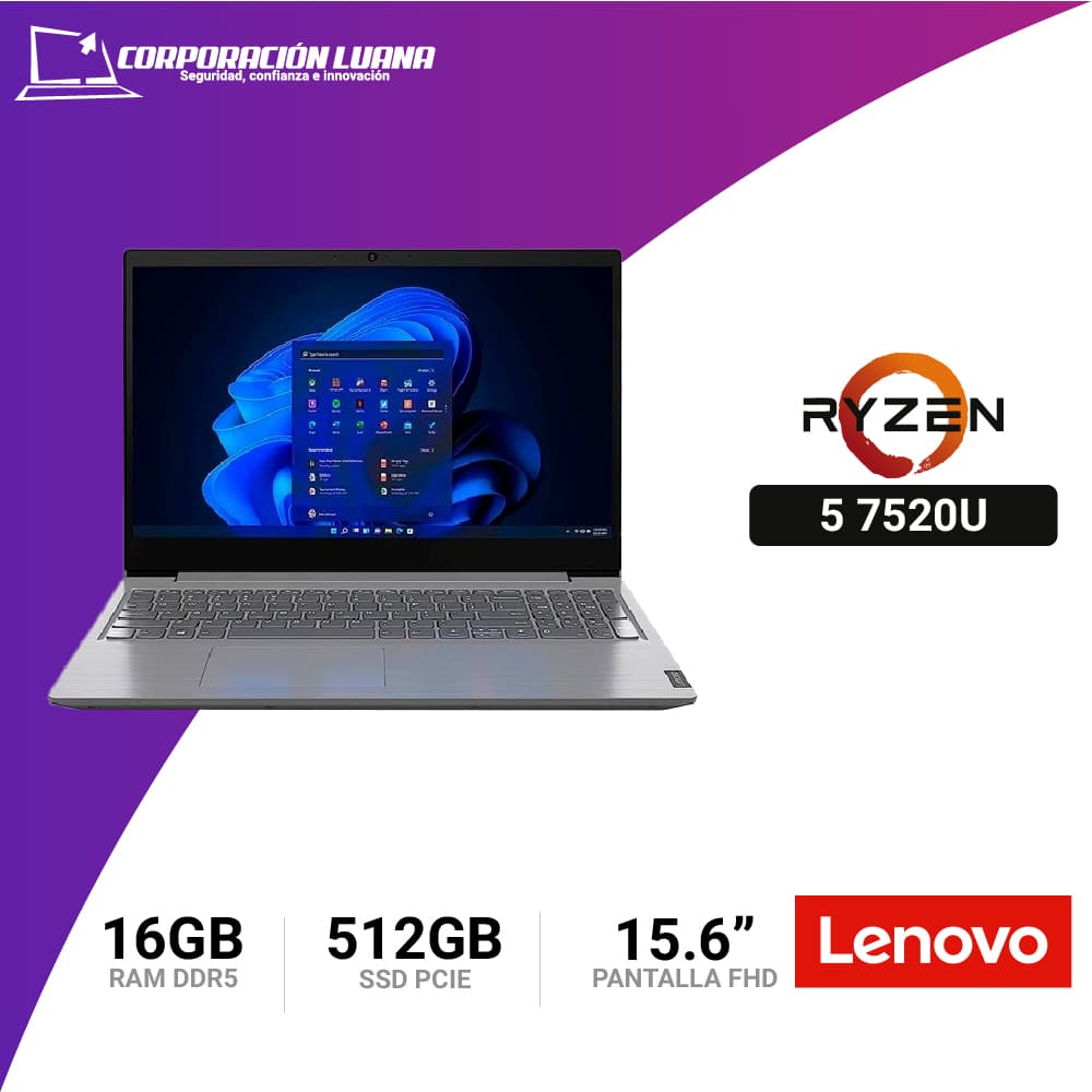LAPTOP LENOVO V15 G4 AMD RYZEN 5 7520U ( 82YU00XYLM ) RAM 16GB | SSD 512GB | 15.6 FHD | FREEOS