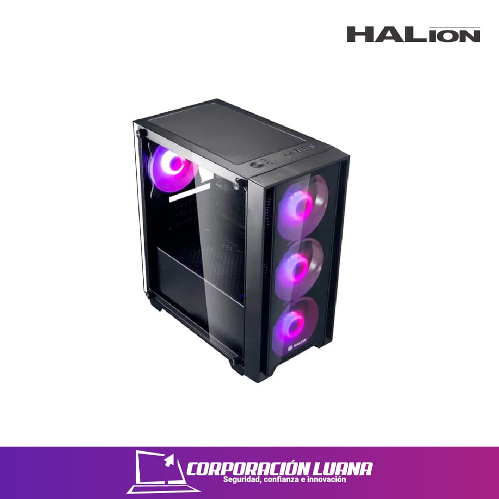 CASE HALION GAMER RAGNAROK ( 320 ) C/FUENTE 550W | X4 FAN RGB | NEGRO