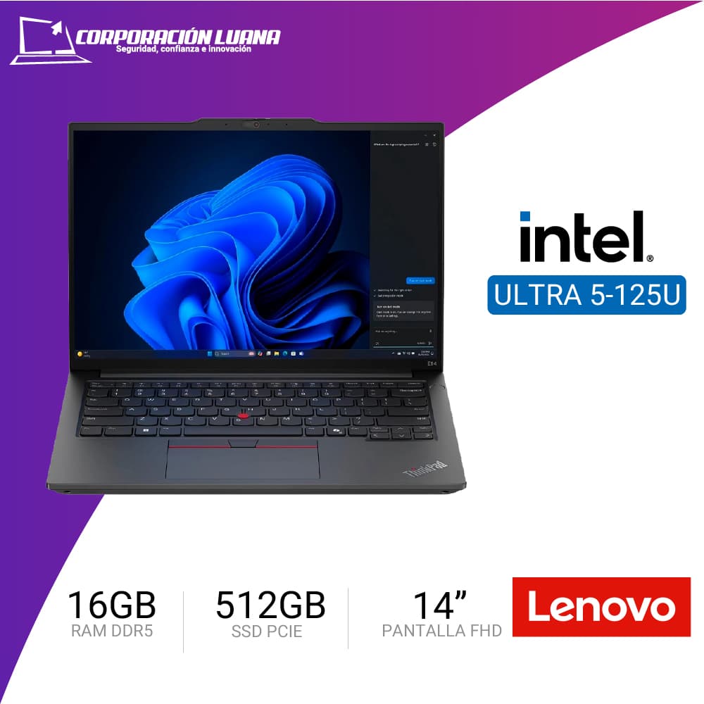 LAPTOP LENOVO THINKPAD E14 GEN 6 INTEL CORE ULTRA 5 125U ( NT071LEN05 ) RAM 16GB DDR5 | SSD 512GB | 14" FHD | WINDOWS 11 PRO