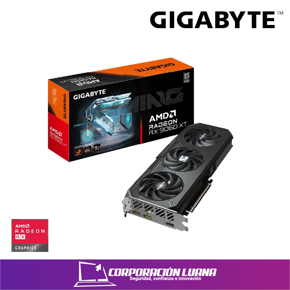 TARJETA DE VIDEO GIGABYTE RX 9060 XT GAMING OC ( GV-R9060XTGAMING OC-16GD ) 16GB GDDR6 | 128 BIT | X3 FANES | X2 DP - 1 HDMI