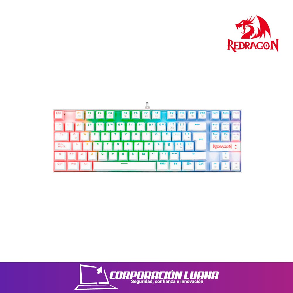 TECLADO REDRAGON KUMARA RGB ( K552W-RGB-SP ) BLANCO | SWITCH RED | RGB