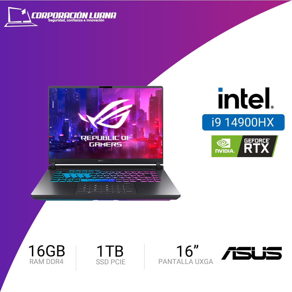 LAPTOP ASUS ROG STRIX INTEL CORE I9 275HX G16 ( G615LP-RV019W ) RAM 16GB DDR5 | SSD 1TB | 16" FHD - 165HZ | RTX 5070 8GB | WINDOWS 11 HOME