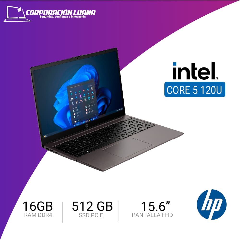 LAPTOP HP 250R G10 INTEL CORE 5 120U ( C78DYAT#ABM ) 16GB DDR4 | SSD 512GB | 15.6" HD | INTEGRADA | FREE OS
